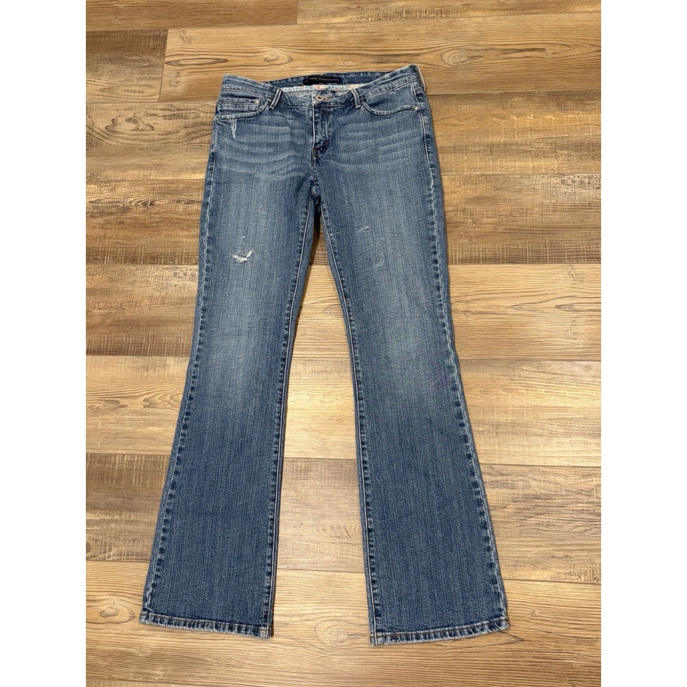 Levi's 547 Platinum Flare Y2K Sz 10 Low Rise 32" Inseam Flap Pockets Distressed